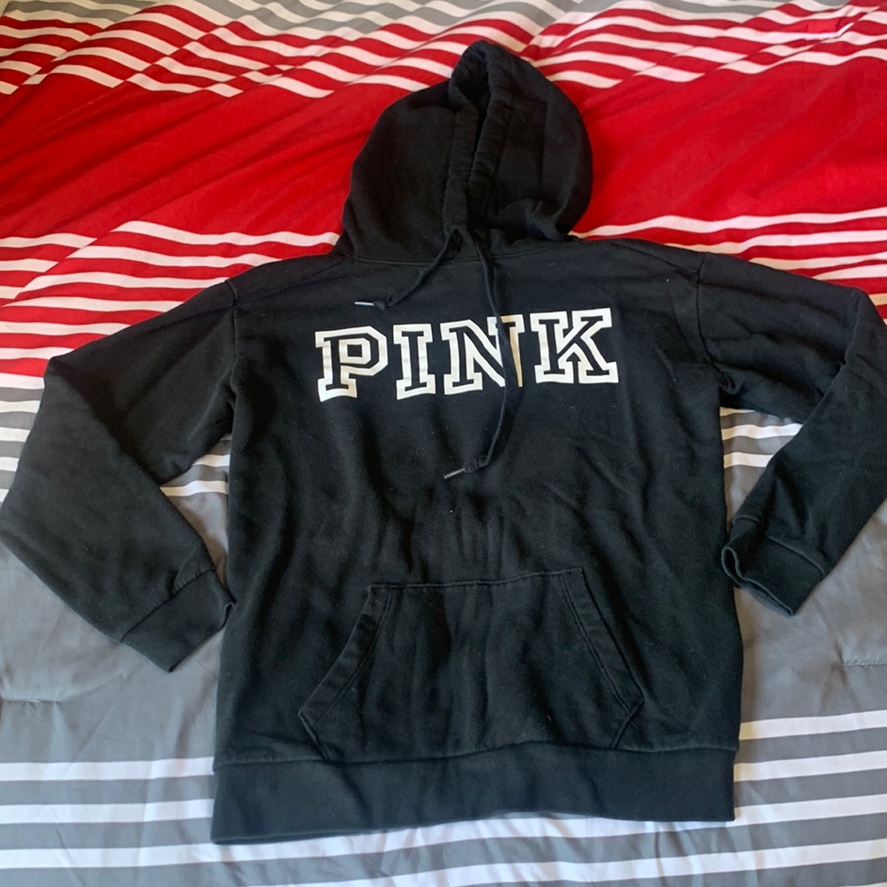 XS PINK black hoodie